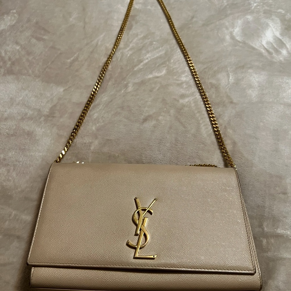 Small YSL Monogram Grain de Poudre Crossbody Bag on Chain